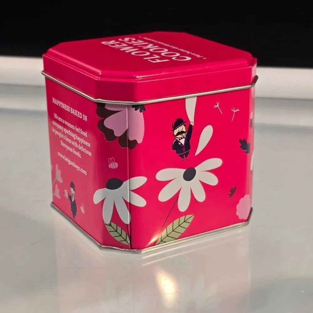 Belgian Boys Empty Tin Flower Cookies Box